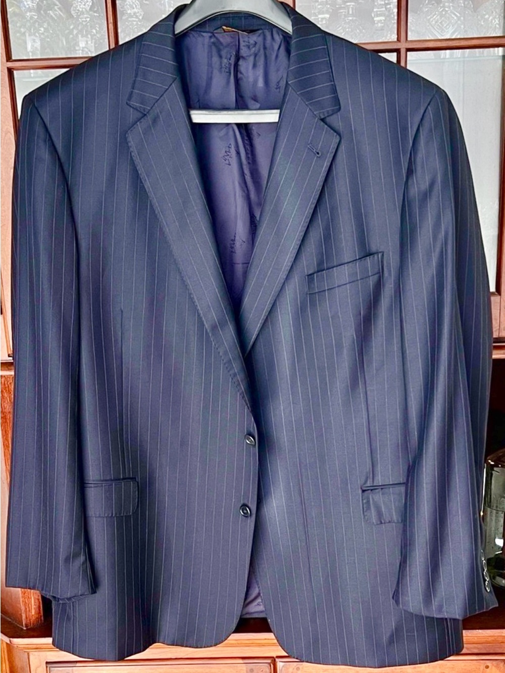 100% Wool Jos. A. Bank Navy Pinstripe Men's Blazer